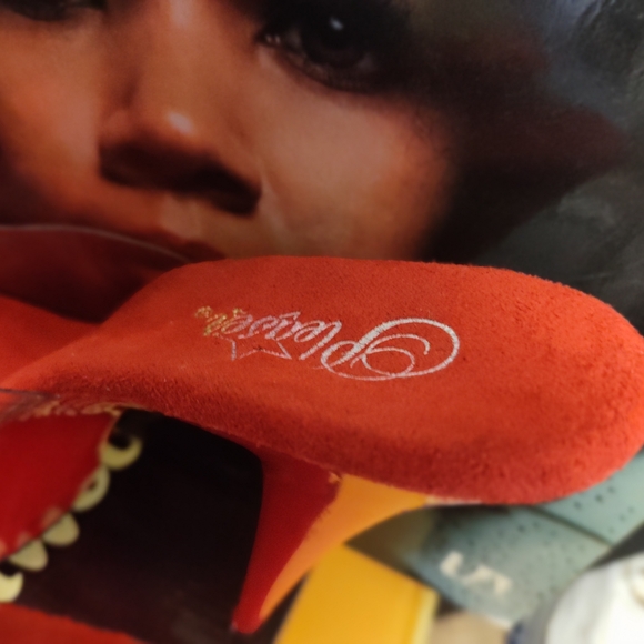 Elegant Red Stilettos with Clear Strap - Picture 8 of 8